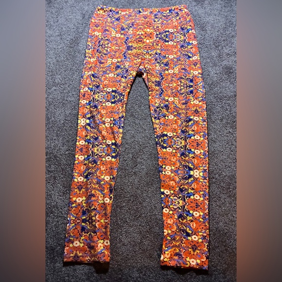 LuLaRoe Pants - LuLaRoe Orange Navy Floral Print